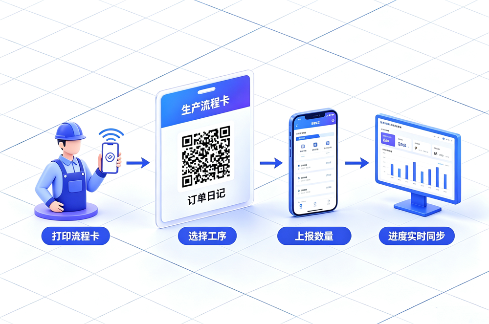 告别纸质工单！进销存扫码报工，车间进度实时可见
